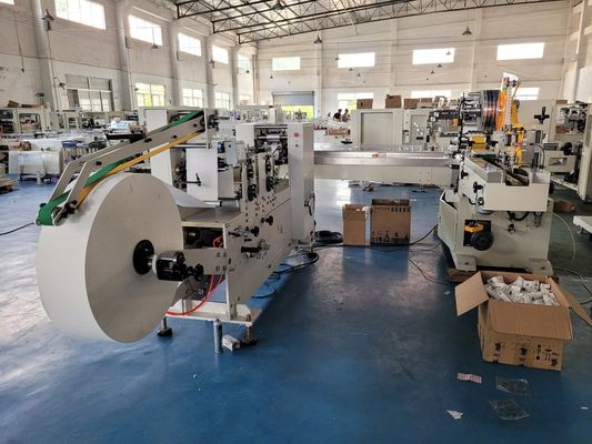 Dòng sản xuất khăn giấy gấp nhau 28-32gm*1 lớp mô khuôn mặt với kích thước gấp 200mm và nguồn điện 380V/50Hz